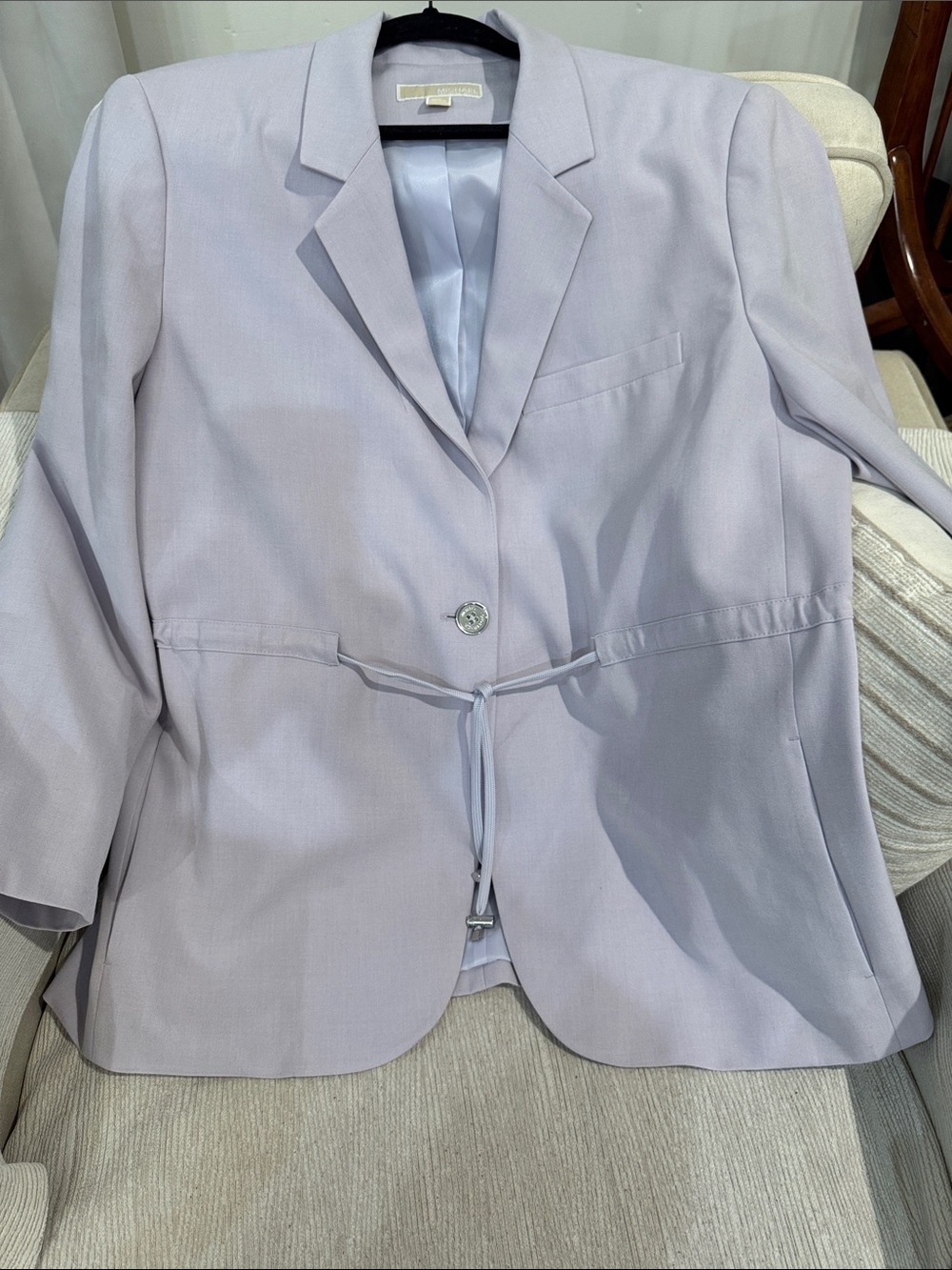 Michael Kors Light Lavender Drawstring Blazer